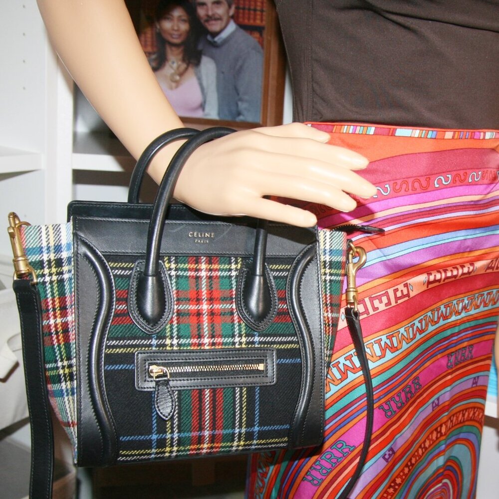 CELINE LUGGAGE TARTAN CALF SKIN NANO 100% AUTHENTIC